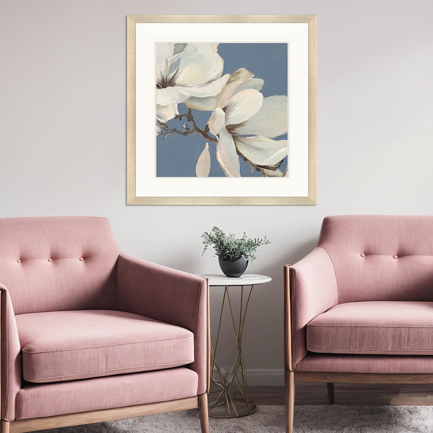 Sarah Lang Magnolia on Blue II Framed Art