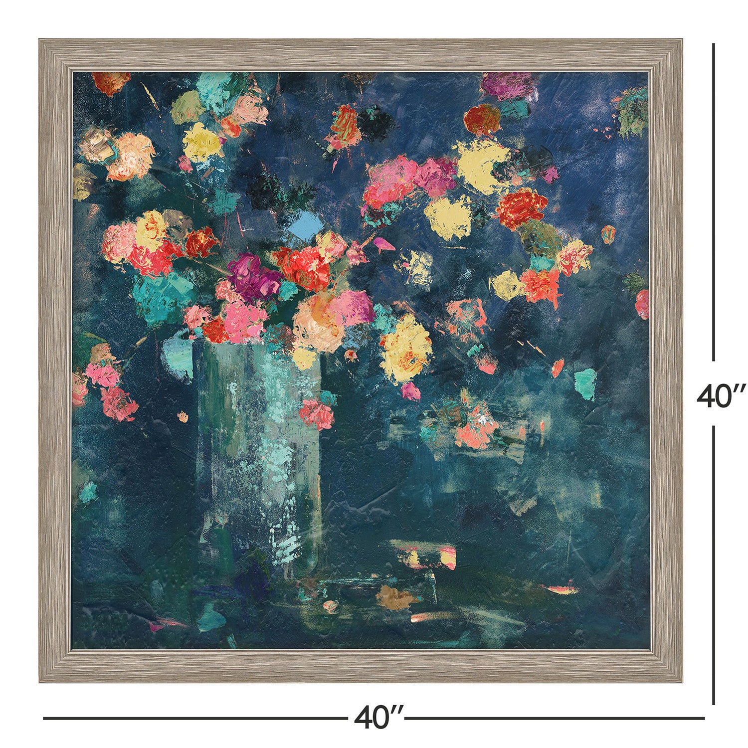 Jordan Glassco-Smith Vintage Floral on Blue Framed Art