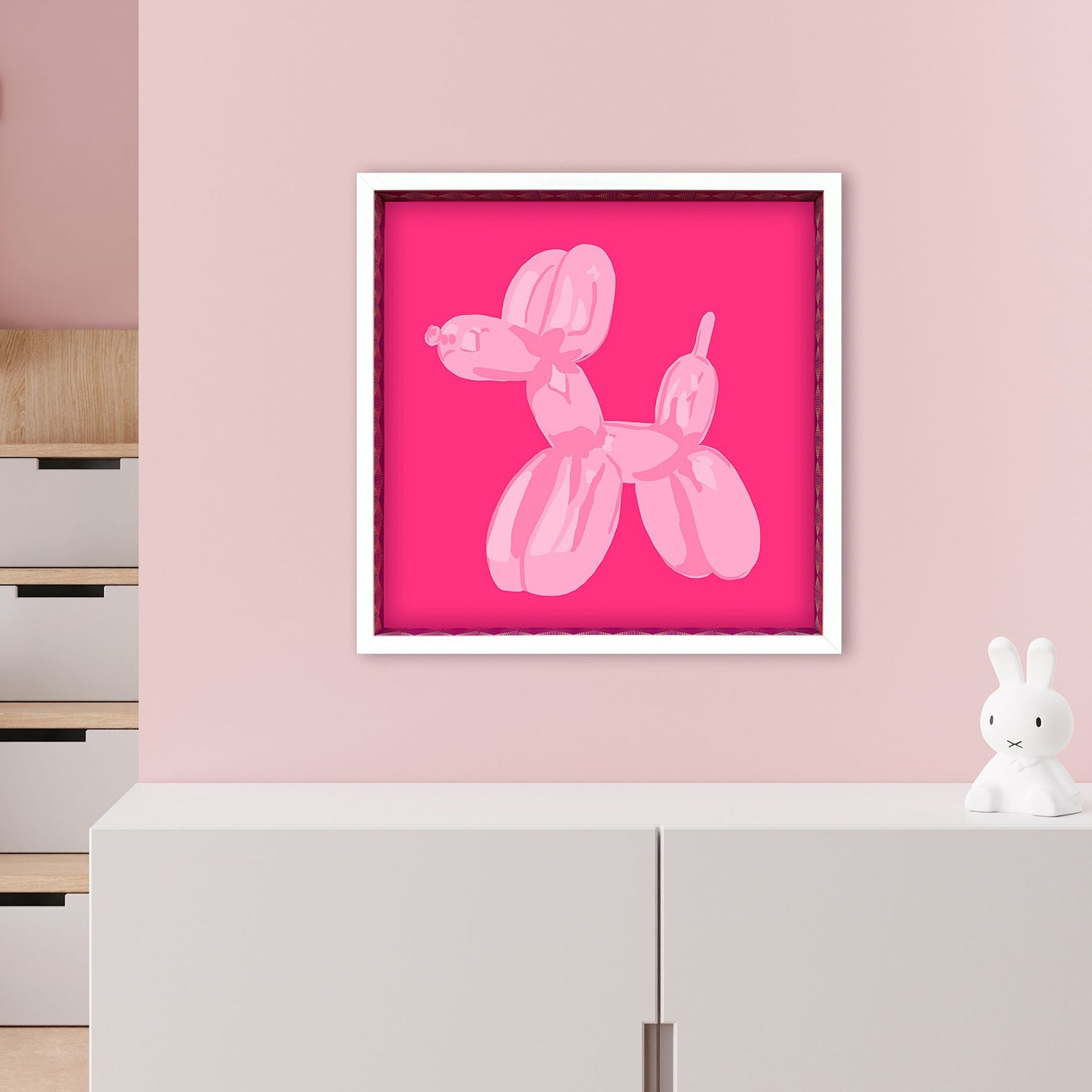 Sarah Lang Pink Dog Balloon Framed Art