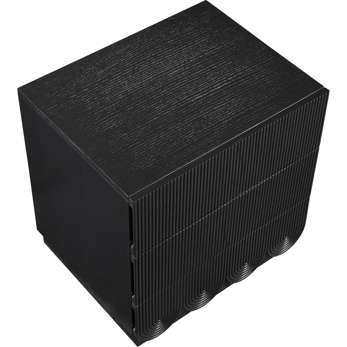 Scallop 24in Black Oak Veneer Nightstand Set of 2