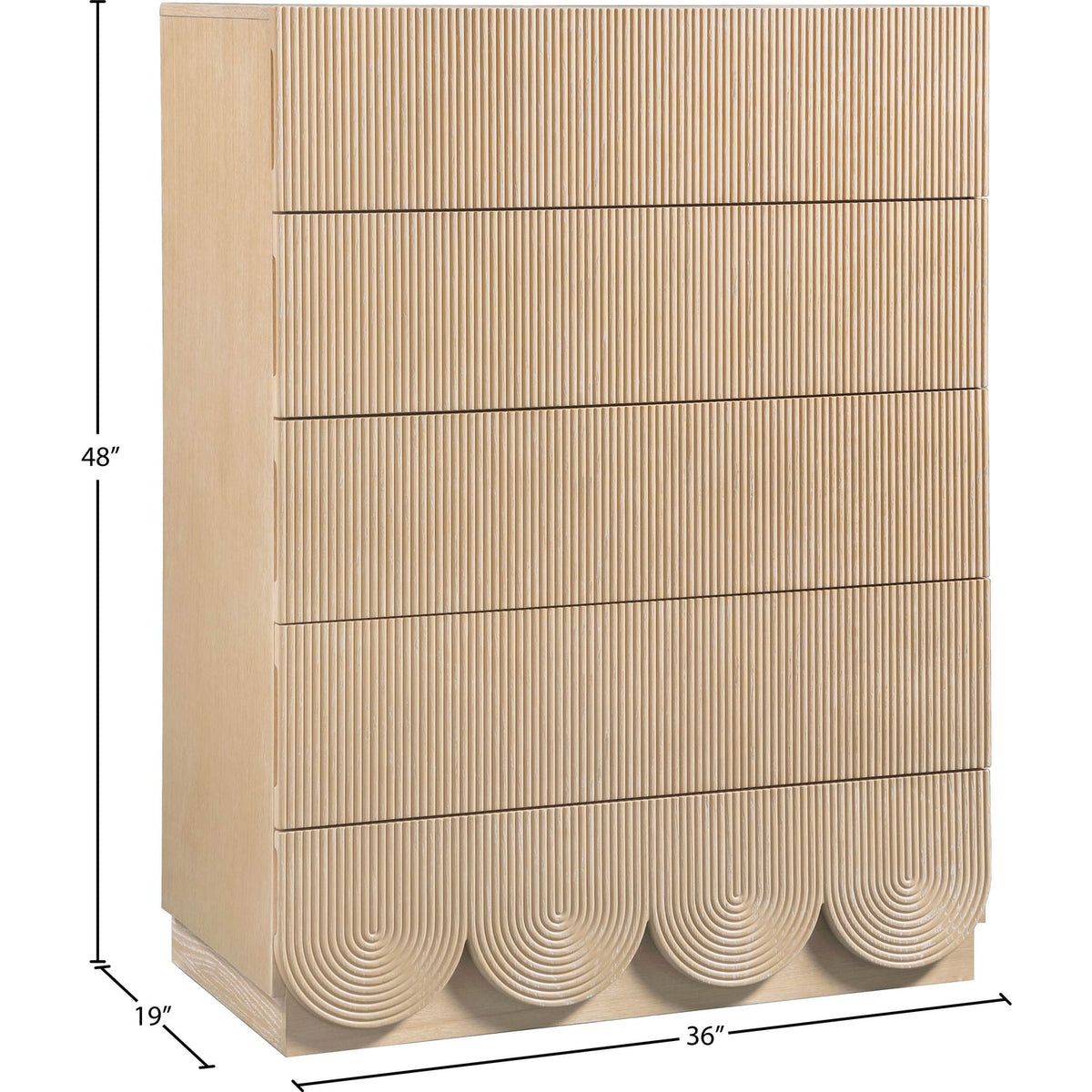 Scallop Natural Oak Veneer Chest