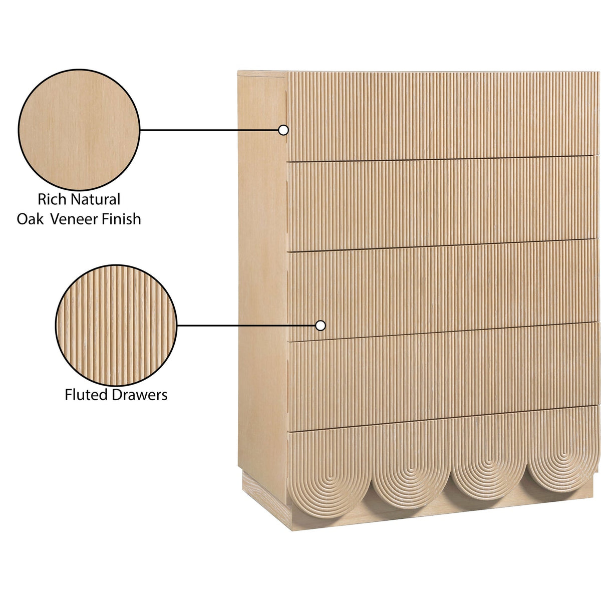 Scallop Natural Oak Veneer Chest