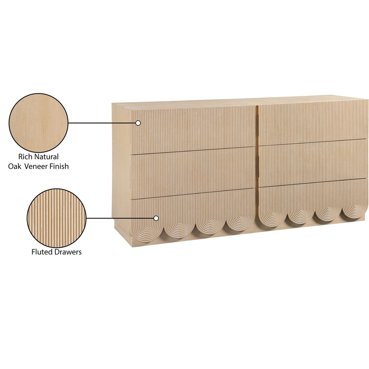 Scallop Natural Oak Veneer Dresser