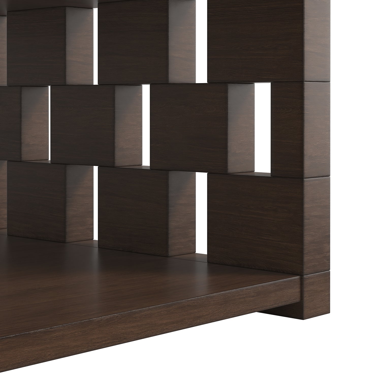 Verge cocktail table shown to scale in front of a sofa