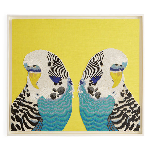 Jonathan Adler 鳥デザイン クッションカバー 2枚セット Jonathan Adler Parakeet Beaded Artwork | Paynes Gray