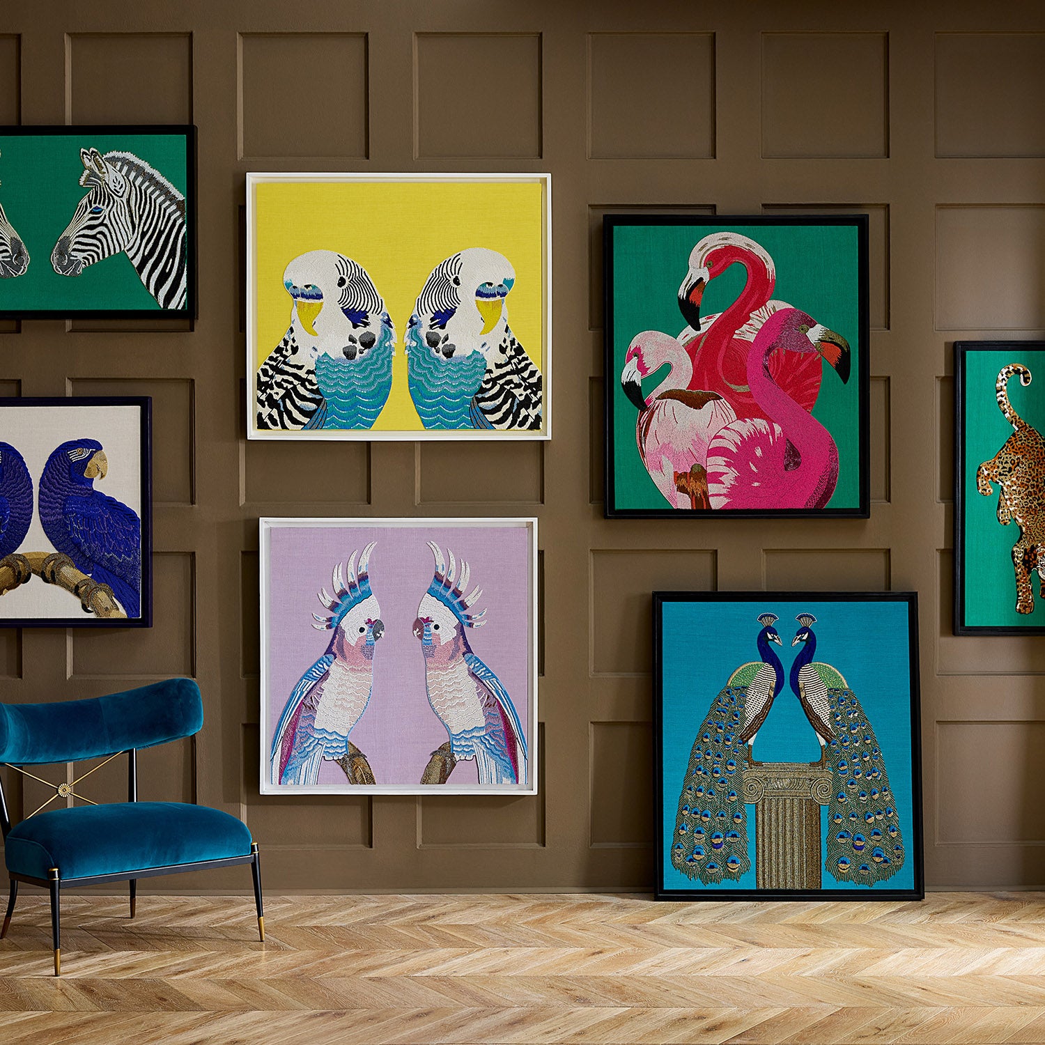 Jonathan Adler Parakeet Beaded Artwork | Paynes Gray