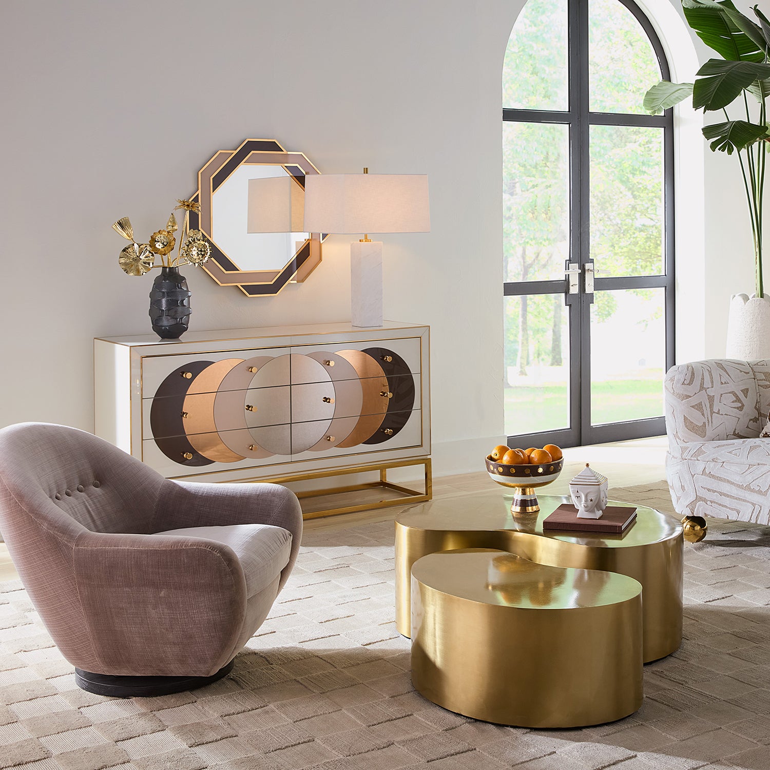 Jonathan Adler Brass Flower Bouquet | Paynes Gray