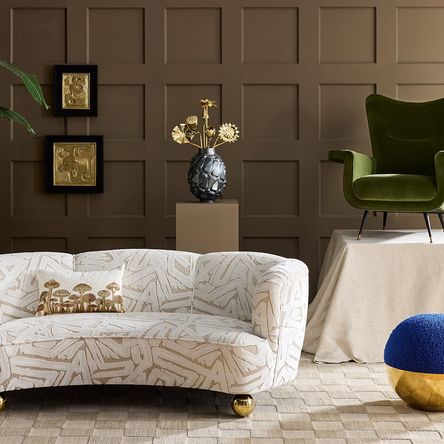 Jonathan Adler Brass Flower Bouquet | Paynes Gray