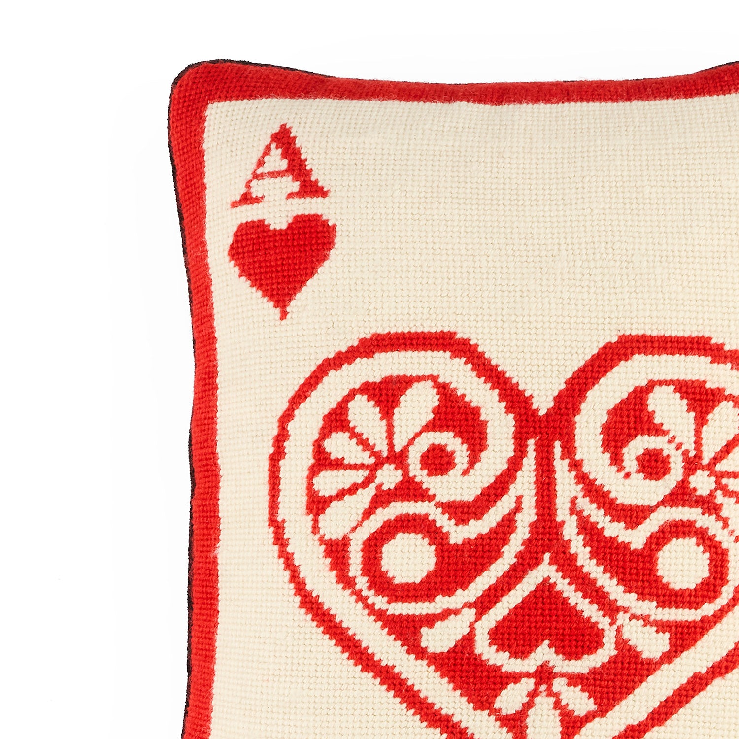 Jonathan Adler Ace of Hearts Needlepoint Pillow | Paynes Gray