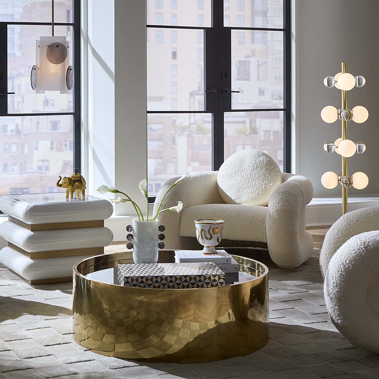 Jonathan Adler Mustique Black & White Disc Urn