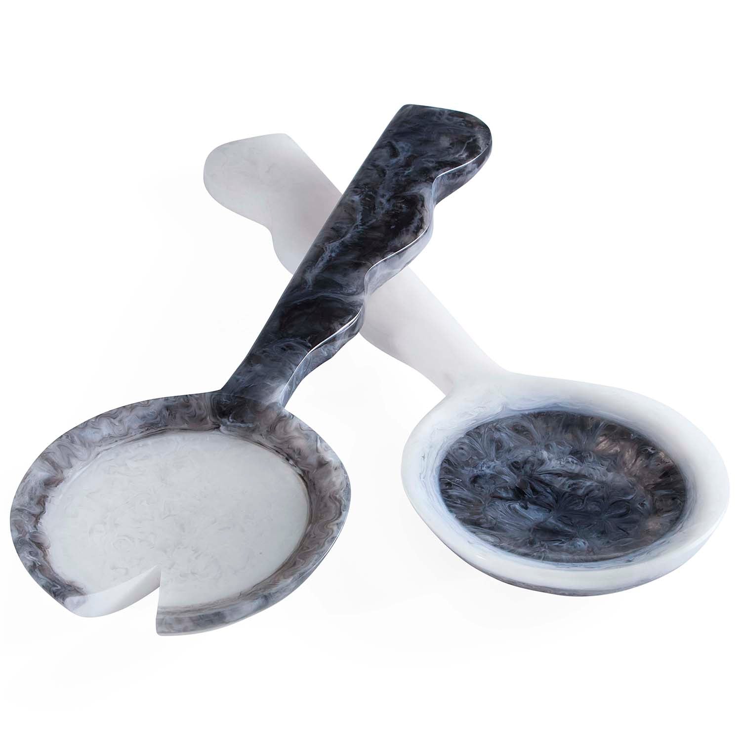 Jonathan Adler Mustique Black & White Ripple Salad Serving Set