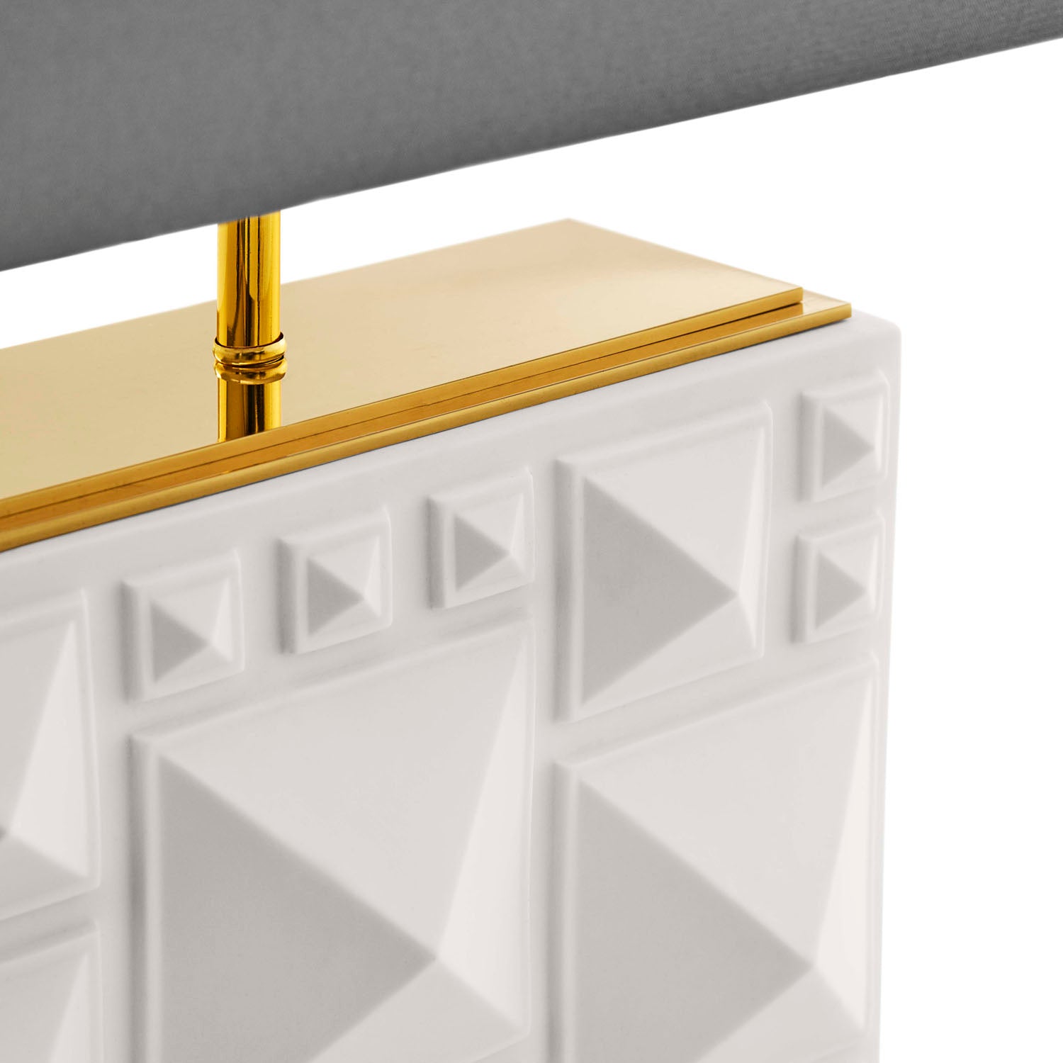 Side profile of Jonathan Adler Charade Studded Table Lamp in matte unglazed porcelain