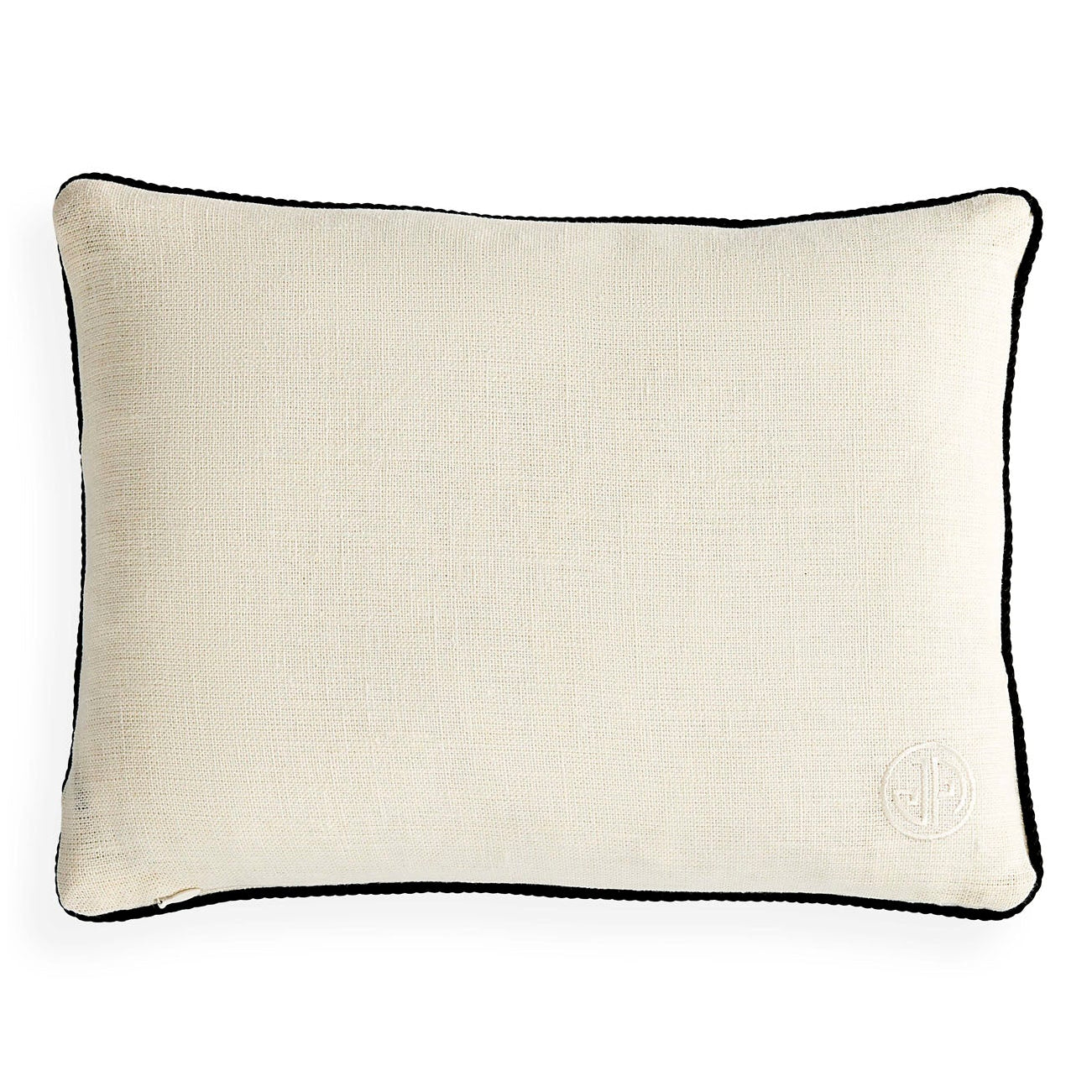 Jonathan Adler Close-up of the raised satin stitch and corded edge, Pompidou B&W Cloud Throw Pillow