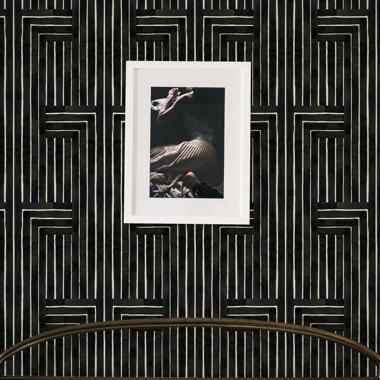 Mitchell Black Chiseled Grasscloth Wallpaper