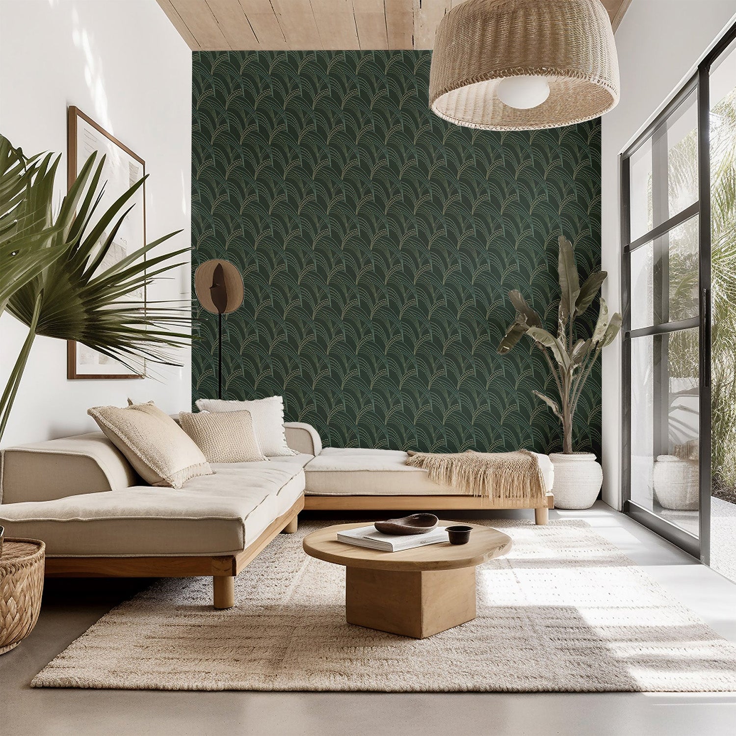 Mitchell Black Sea Grass Grasscloth Wallpaper