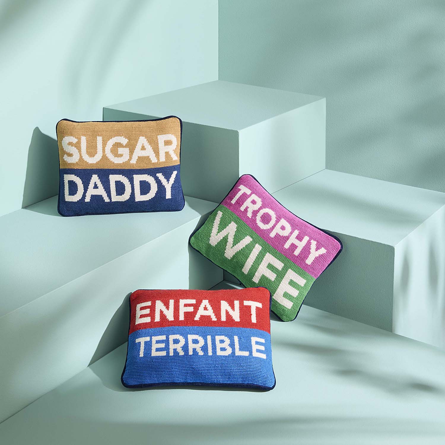 Jonathan Adler Sugar Daddy Needlepoint Throw Pillow - Thumbnail 3