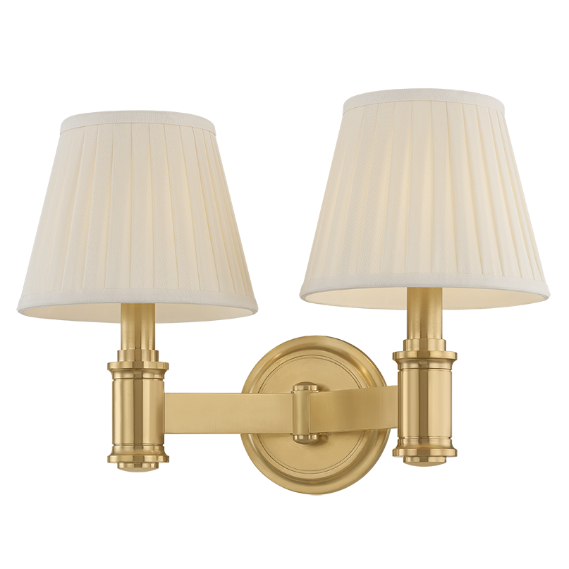 Hudson Valley Lighting Woodland Park Double Wall Sconce in Aged Brass, primary product view