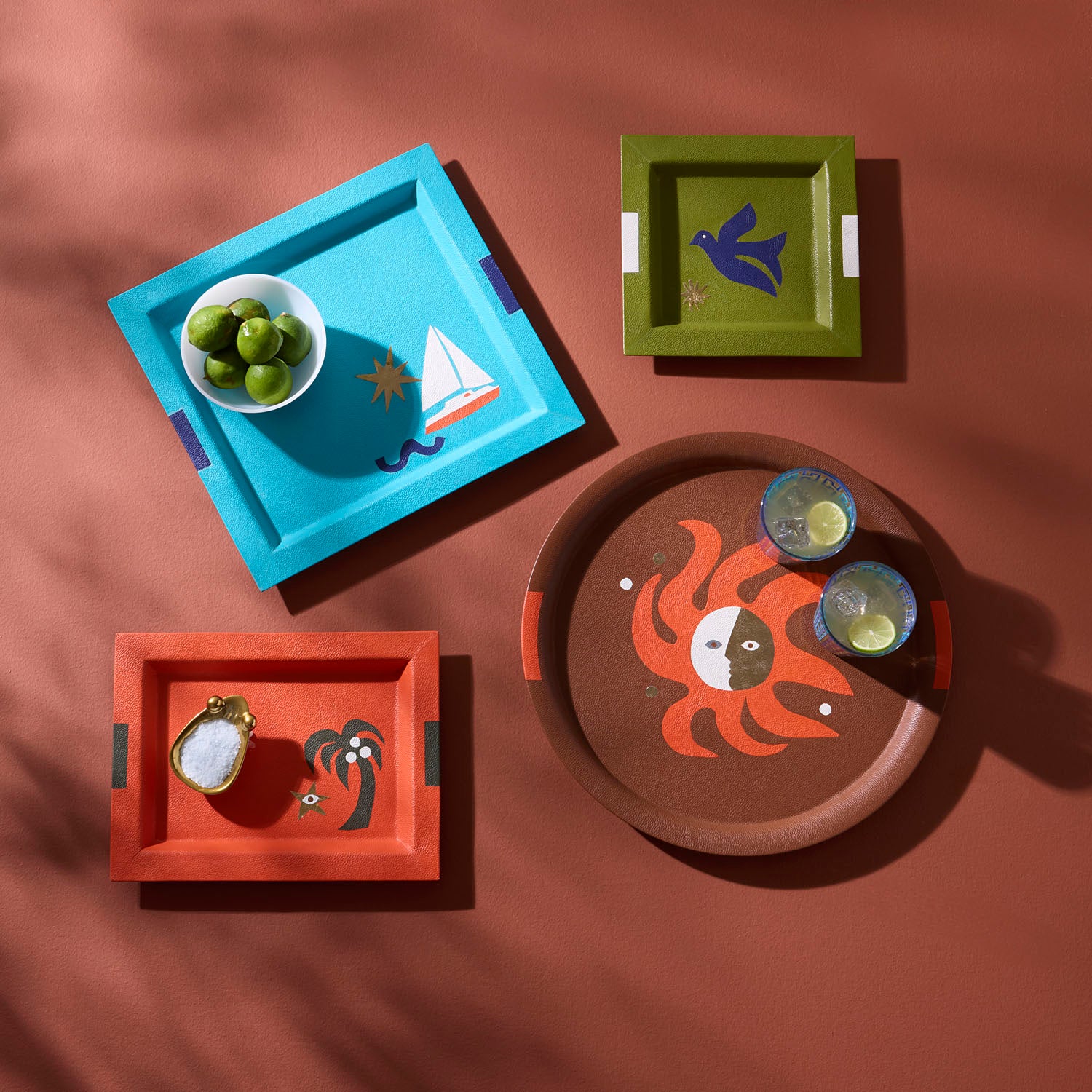 Jonathan Adler Playa Leather Palm Tree Tray