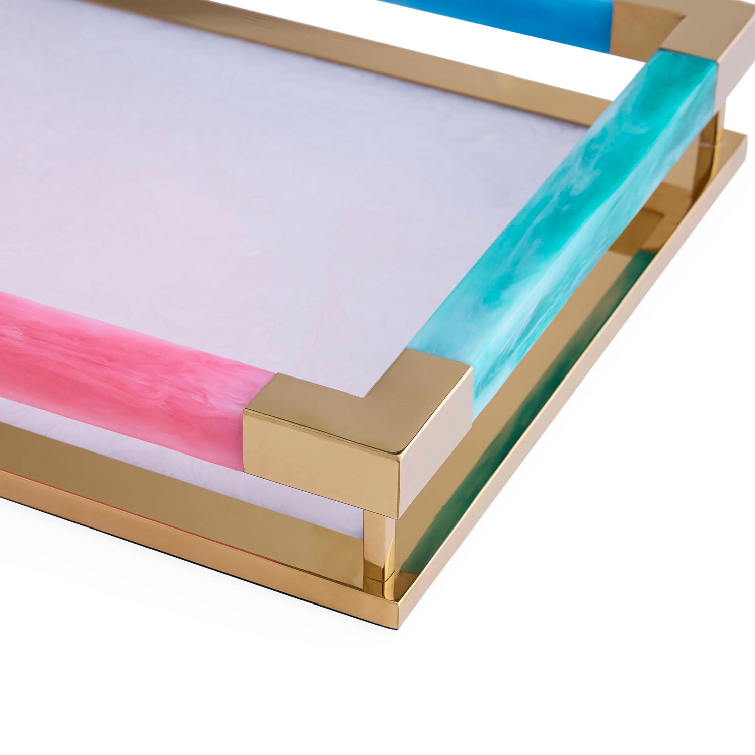 Jonathan Adler Como Rectangle Tray styled on a cocktail table