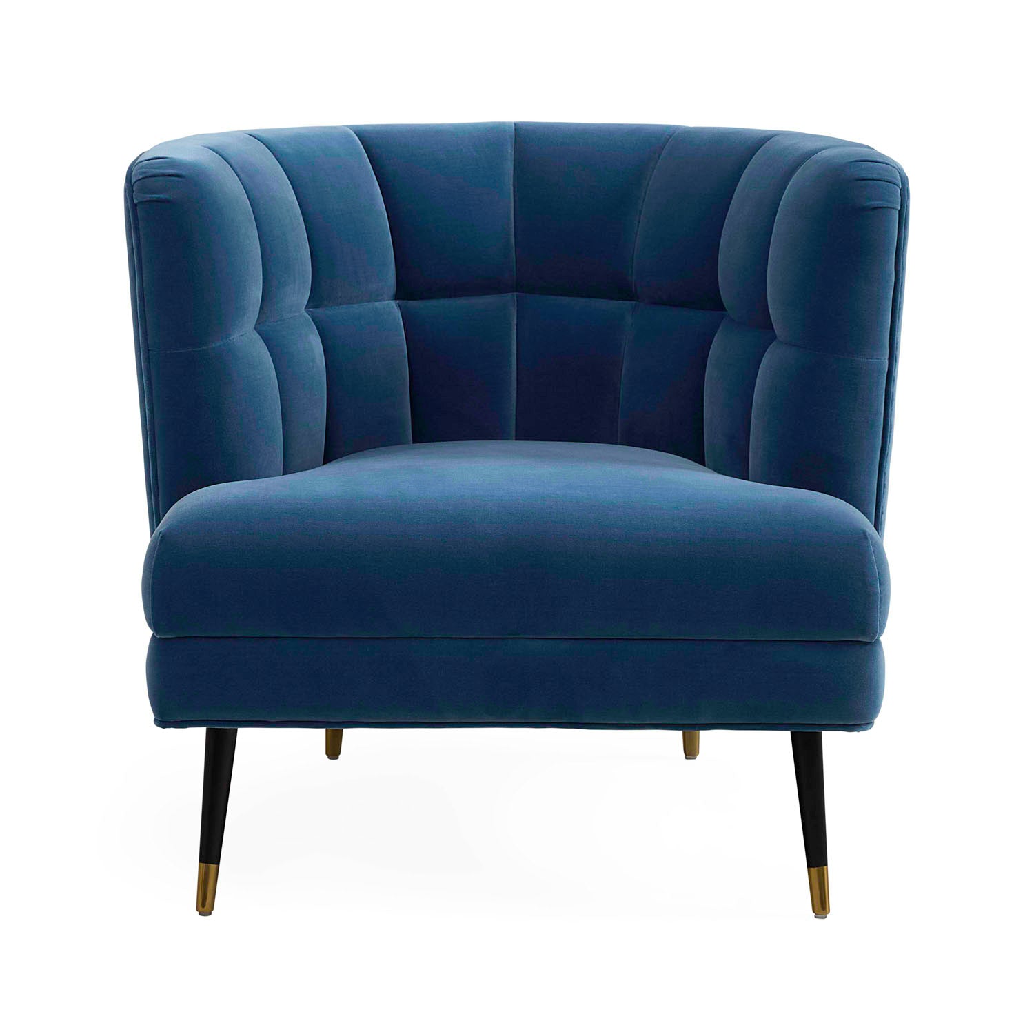 Jonathan Adler Draper Blackened Club Chair in Varese Mariner velvet styled in a room
