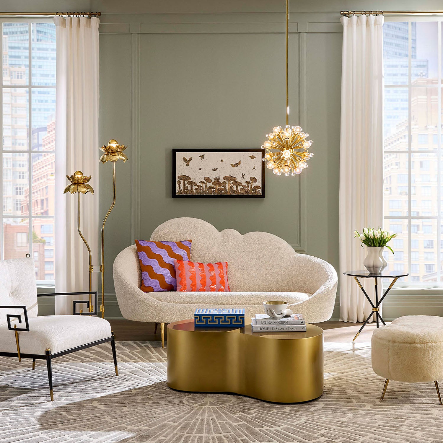 Jonathan Adler Brass Flower Floor Lamp