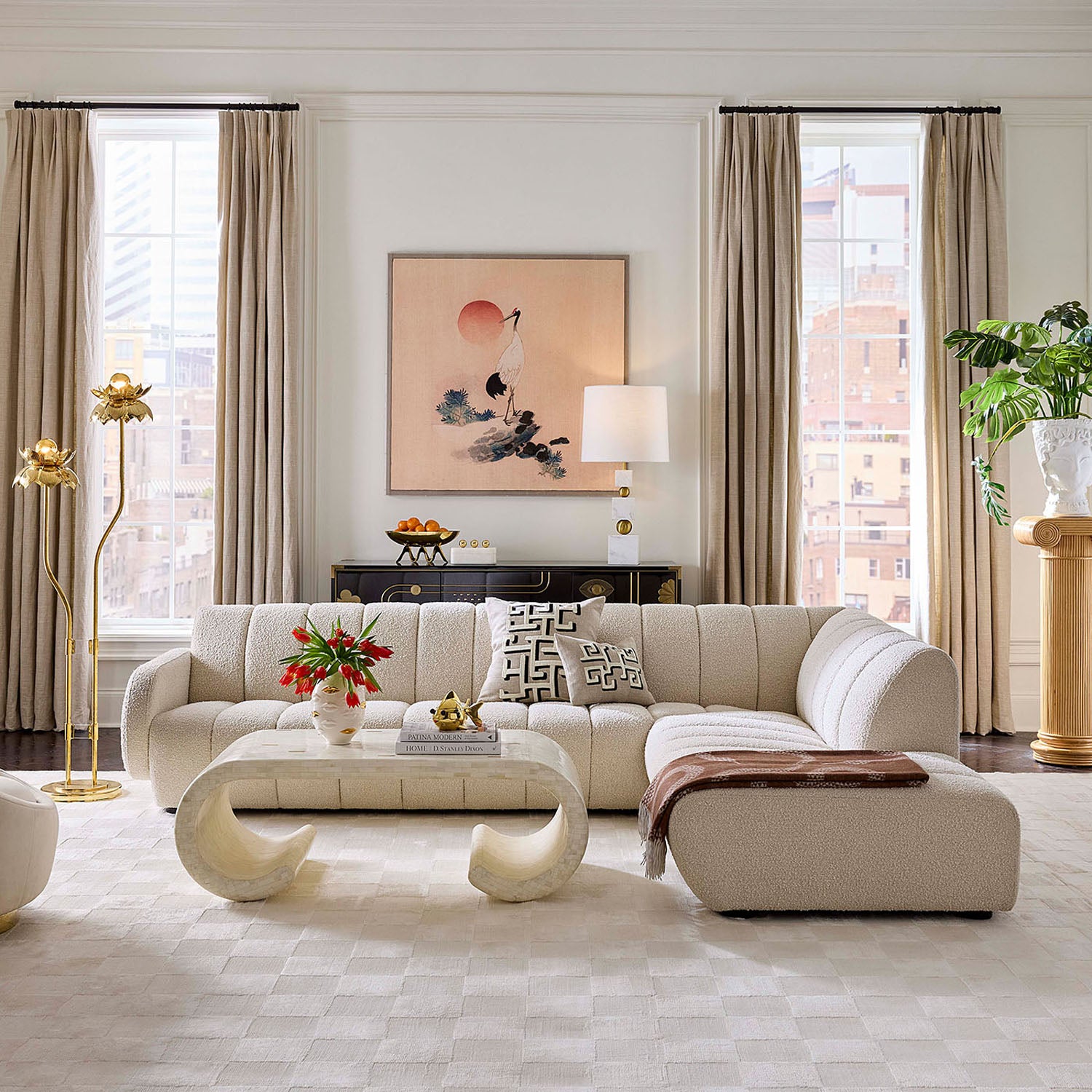 Jonathan Adler Brass Flower Floor Lamp