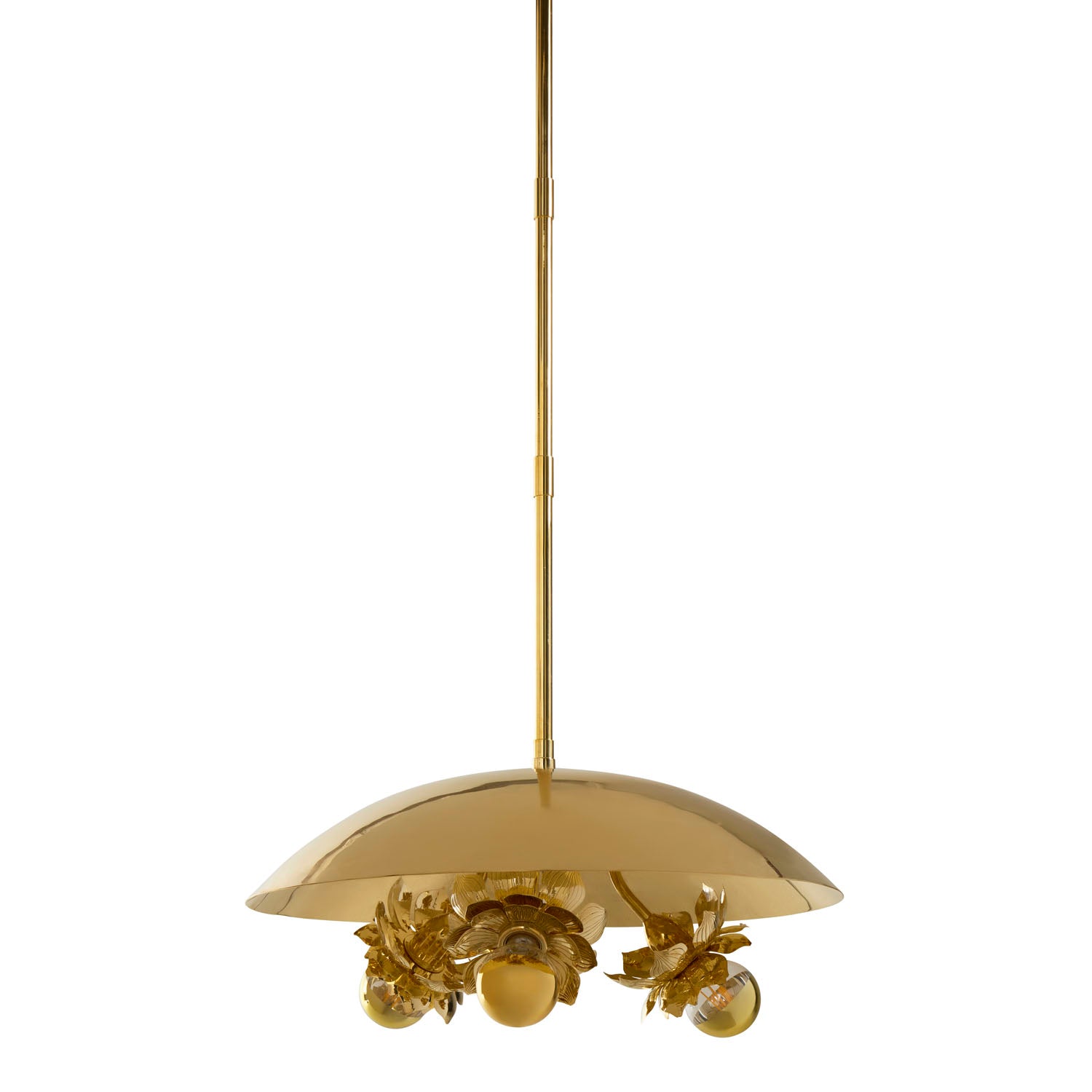 Close-up of the brass dome shade