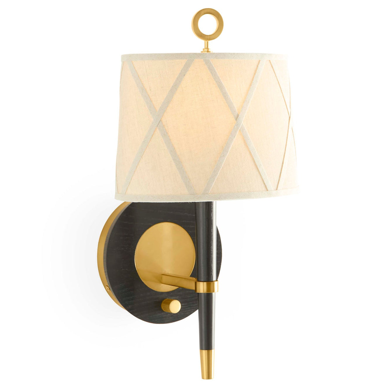 Detail of antique brass accents on Ventana wall sconce