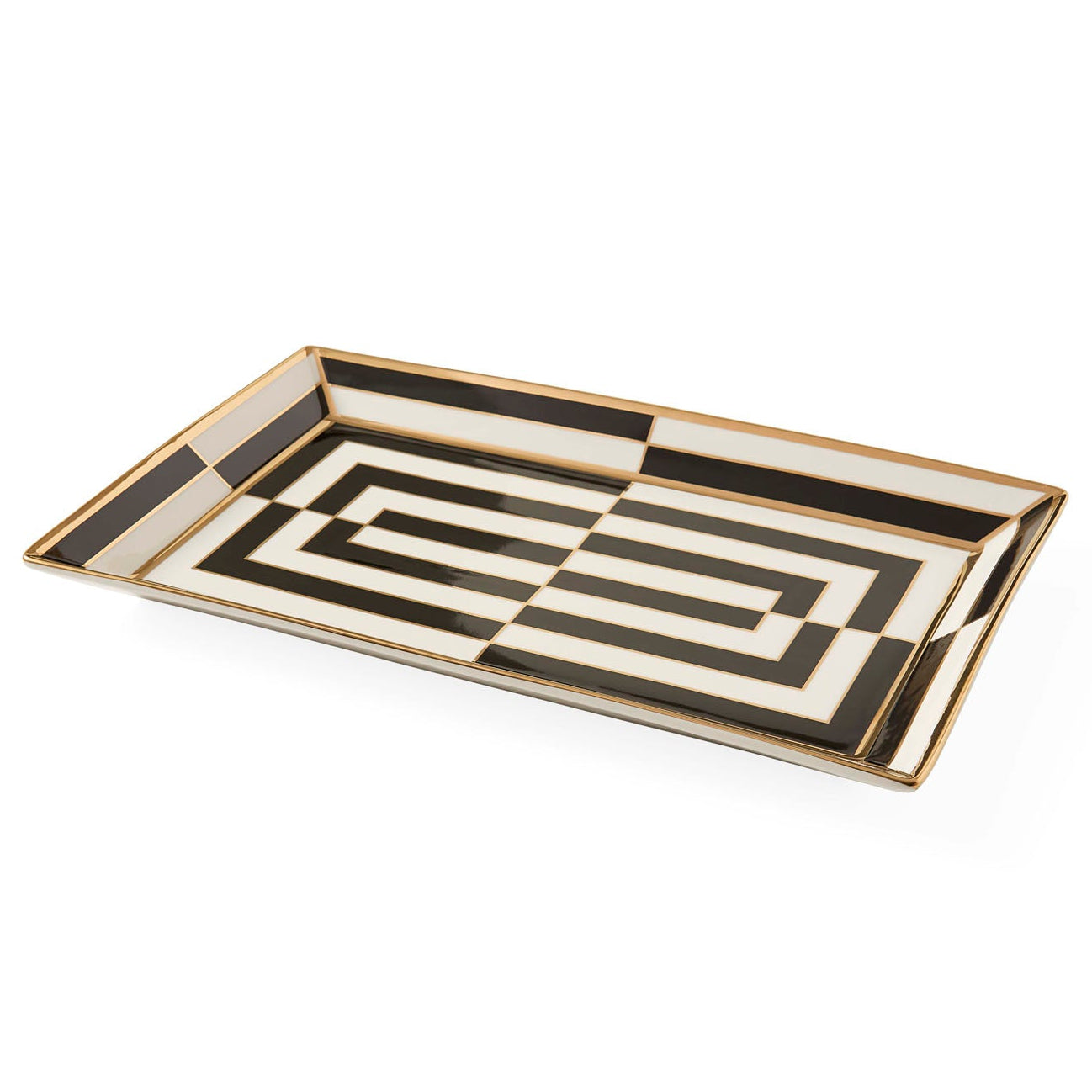 Jonathan Adler Op Art Gold Rectangle Serving Tray