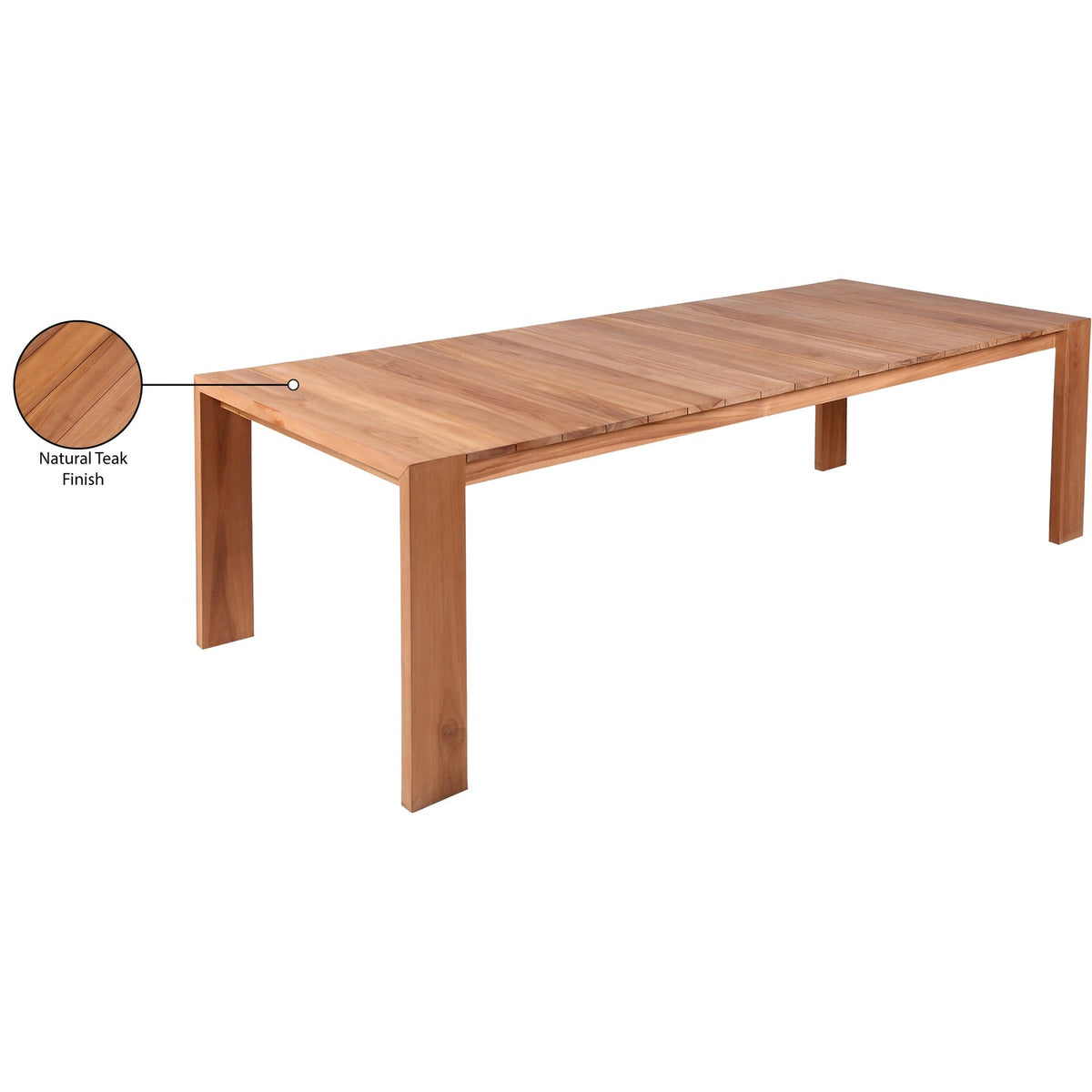 Tulum 108.5in Natural Teak Wood Outdoor Patio Dining Table