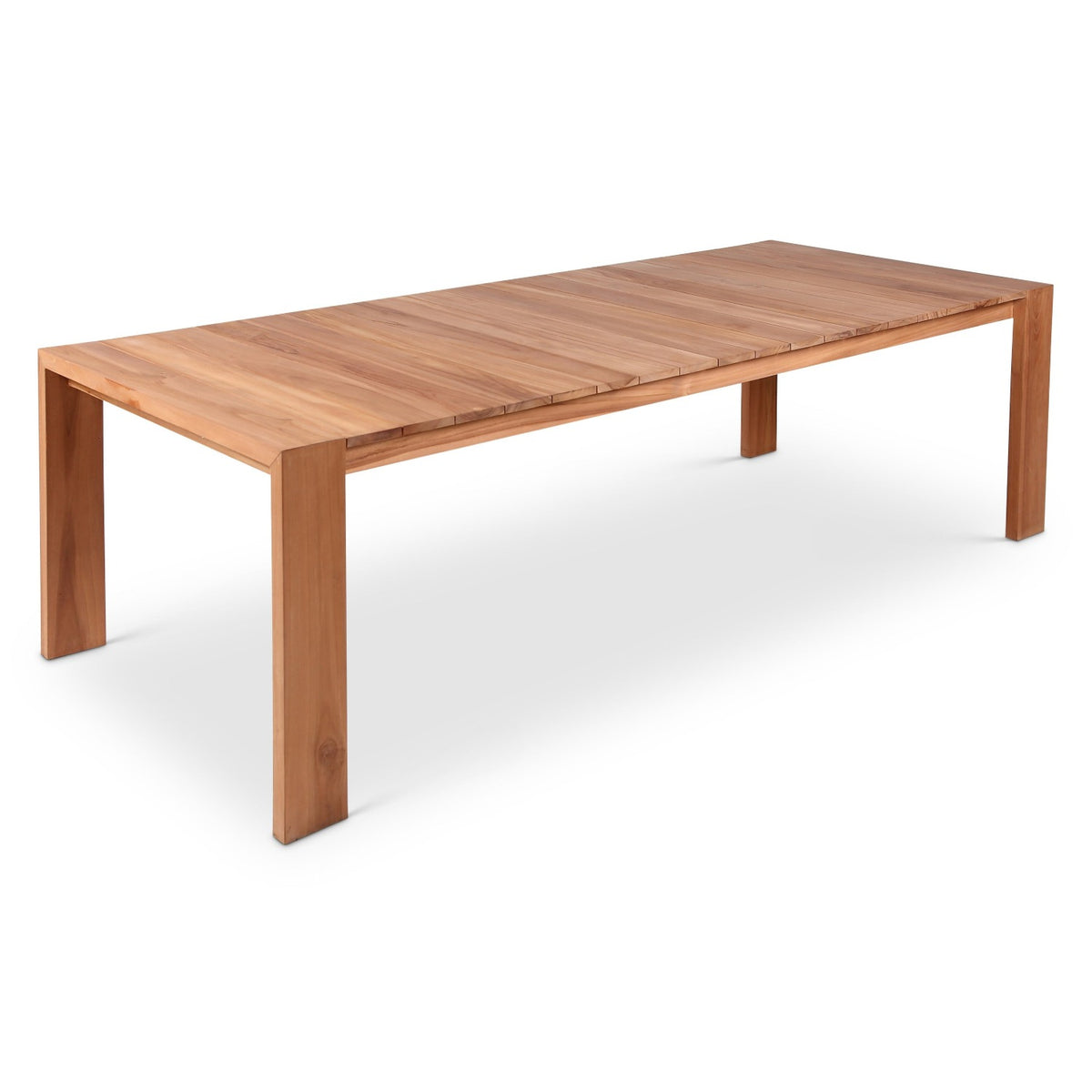 Tulum 108.5" Natural Teak Wood Outdoor Patio Dining Table in natural teak, primary product view