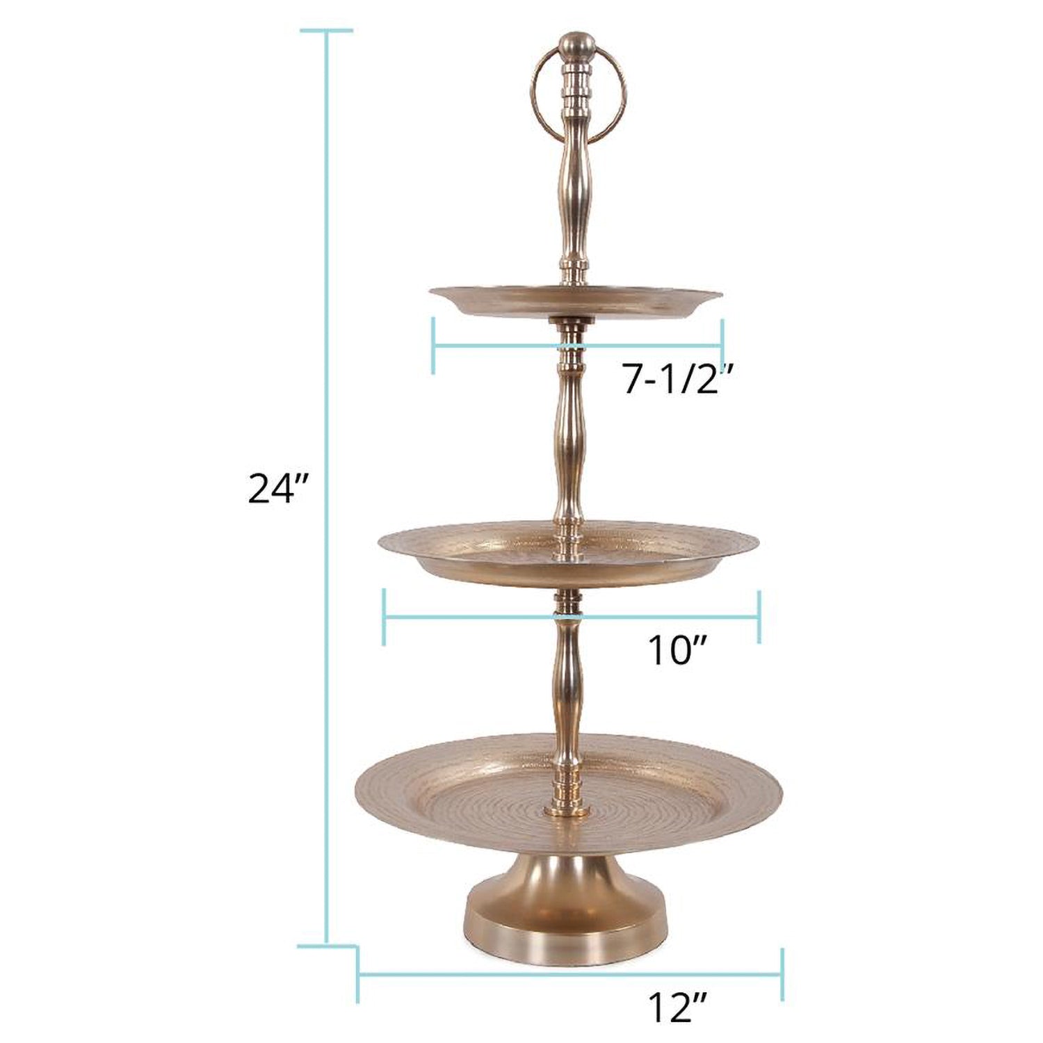 Hammered Em Dash 3 Tiered Service Tray