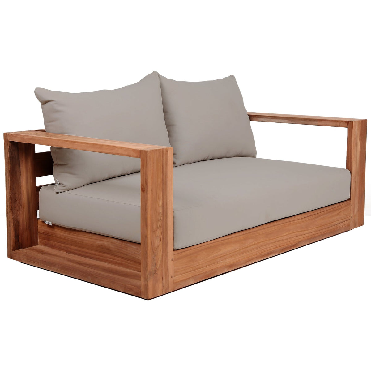 Tulum 63in Grey Water Resistant Fabric Upholstered Patio Loveseat