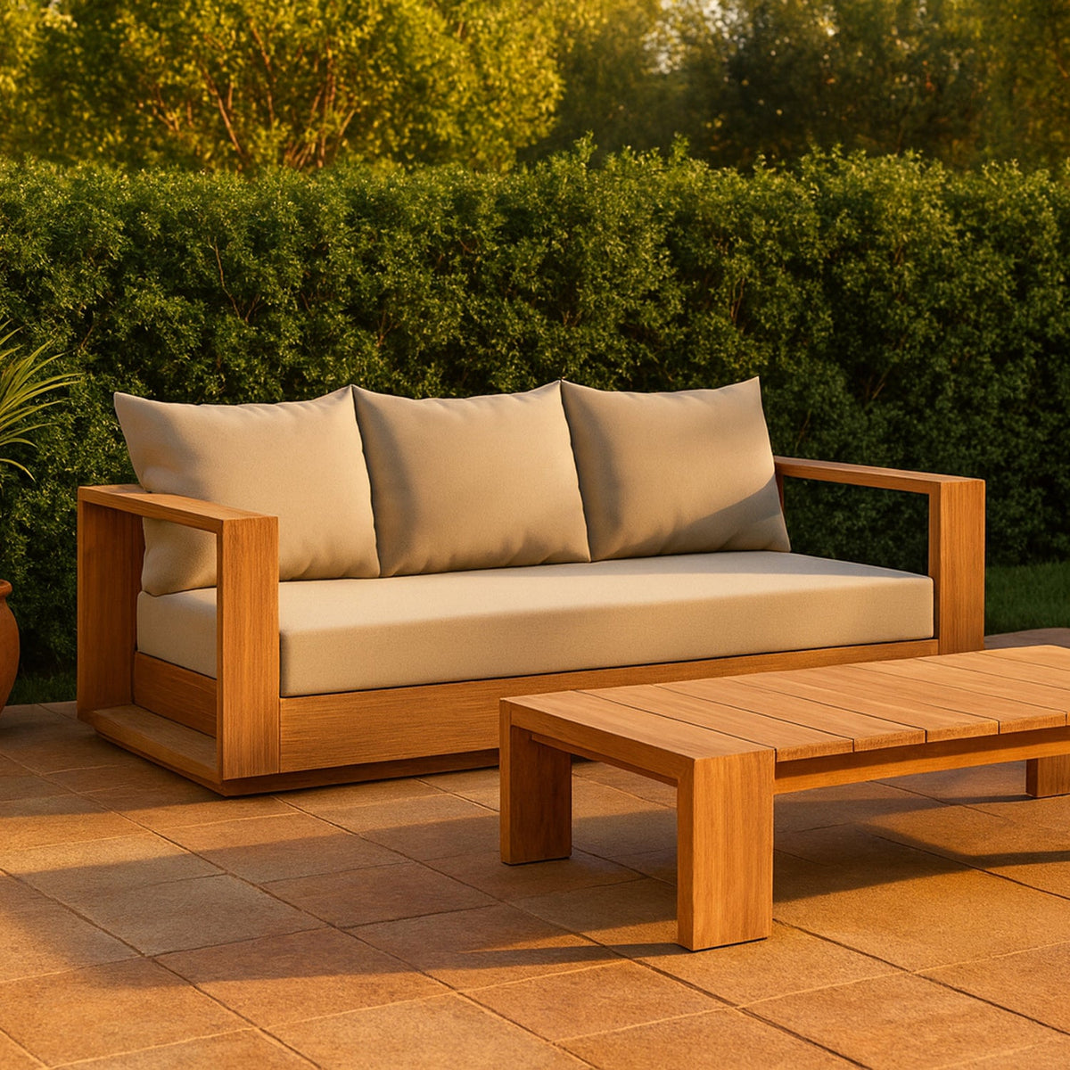 Tulum 87in Grey Water Resistant Fabric Upholstered Outdoor Patio Sofa
