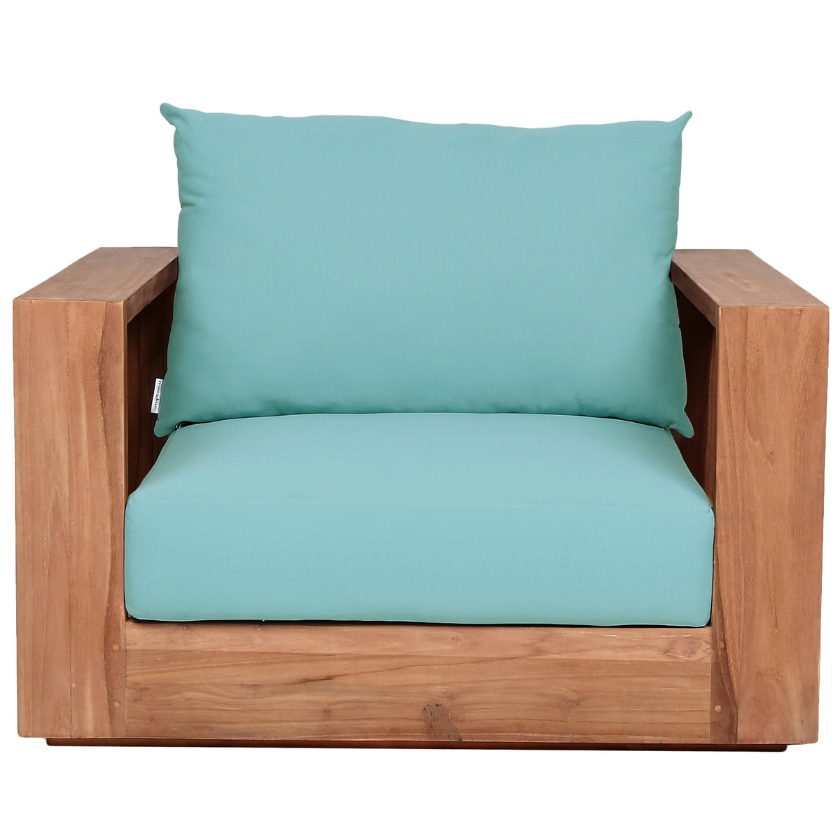 Tulum Blue Water Resistant Fabric Upholstered Outdoor Patio Accent Chair
