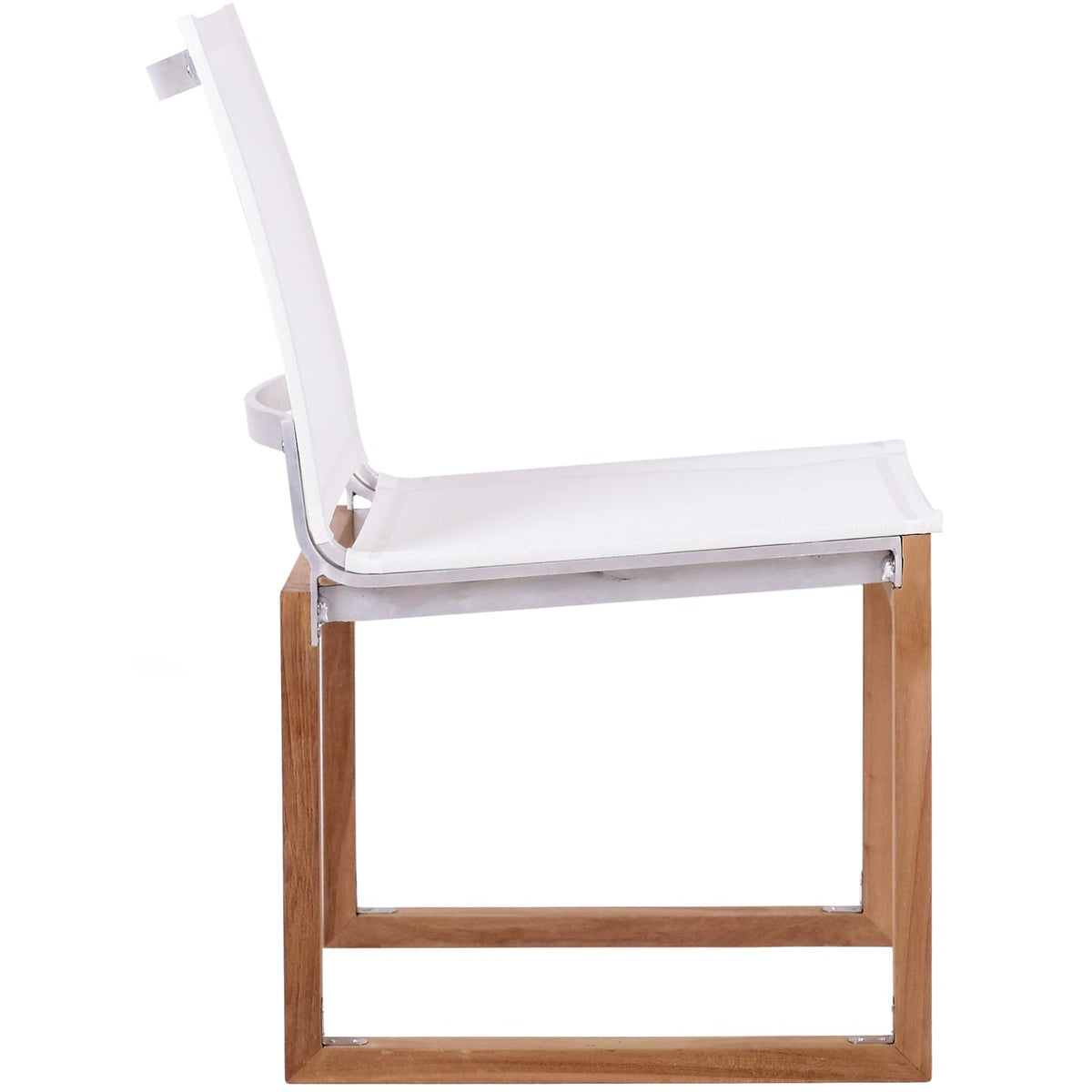 Tulum Off White Water Resistant Mesh Fabric Outdoor Patio Dining Side Chair