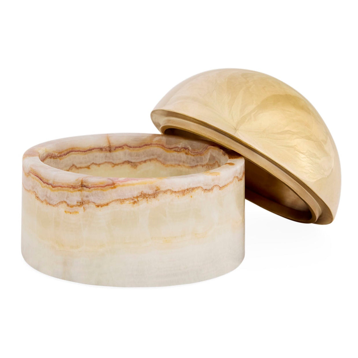 Overhead view of Globo onyx box brass lid