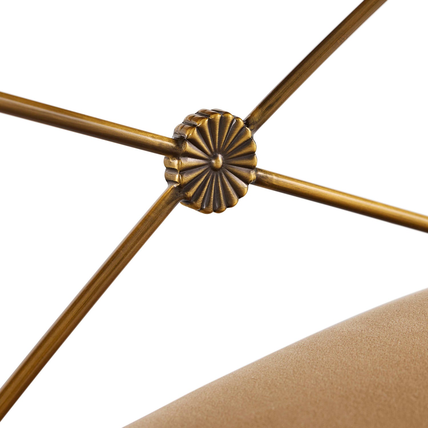 Jonathan Adler Overhead view of the Rider Klismos chair in camel velvet with blackened metal frame