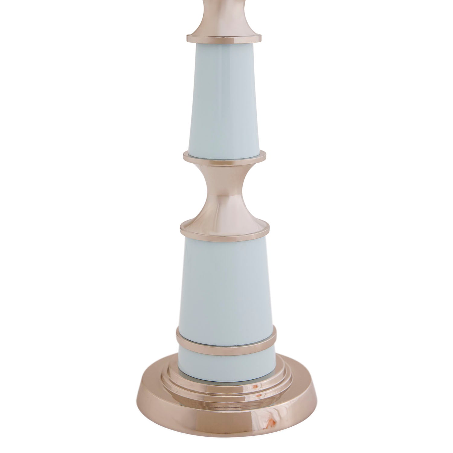 Versailles dusty blue buffet lamp styled on a console table