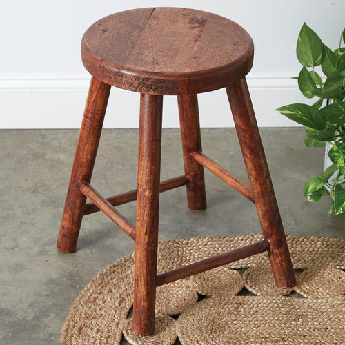 Vintage-Inspired Polished Wooden Stool