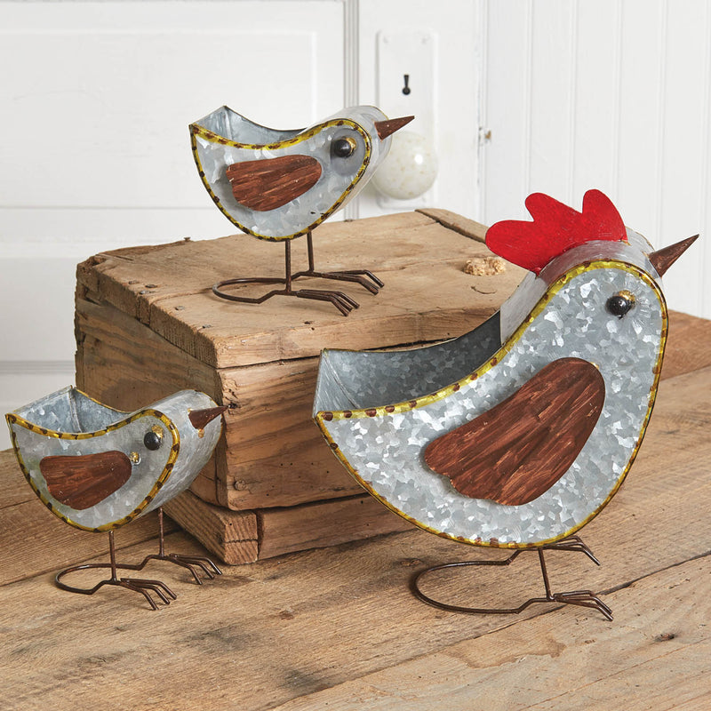 Mother Hen and Two Chicks Planter