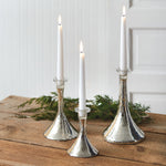 Silver Mercury Glass Taper Candle Set of 3