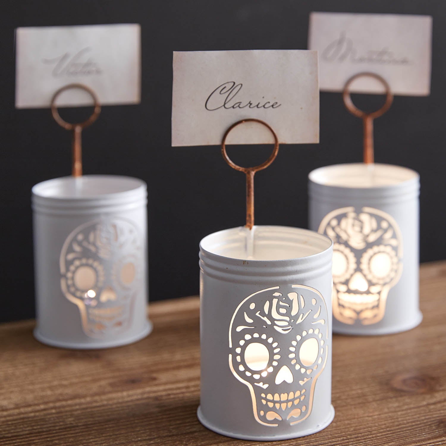 Sugar Skull Luminary Place Card Holder Set of 4