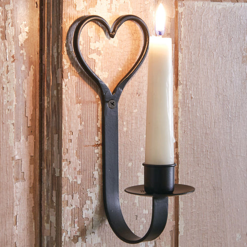 Primitive Heart Taper Candle Sconce Set of 4