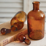 Amber Glass Bottles with Stopper Set of 2