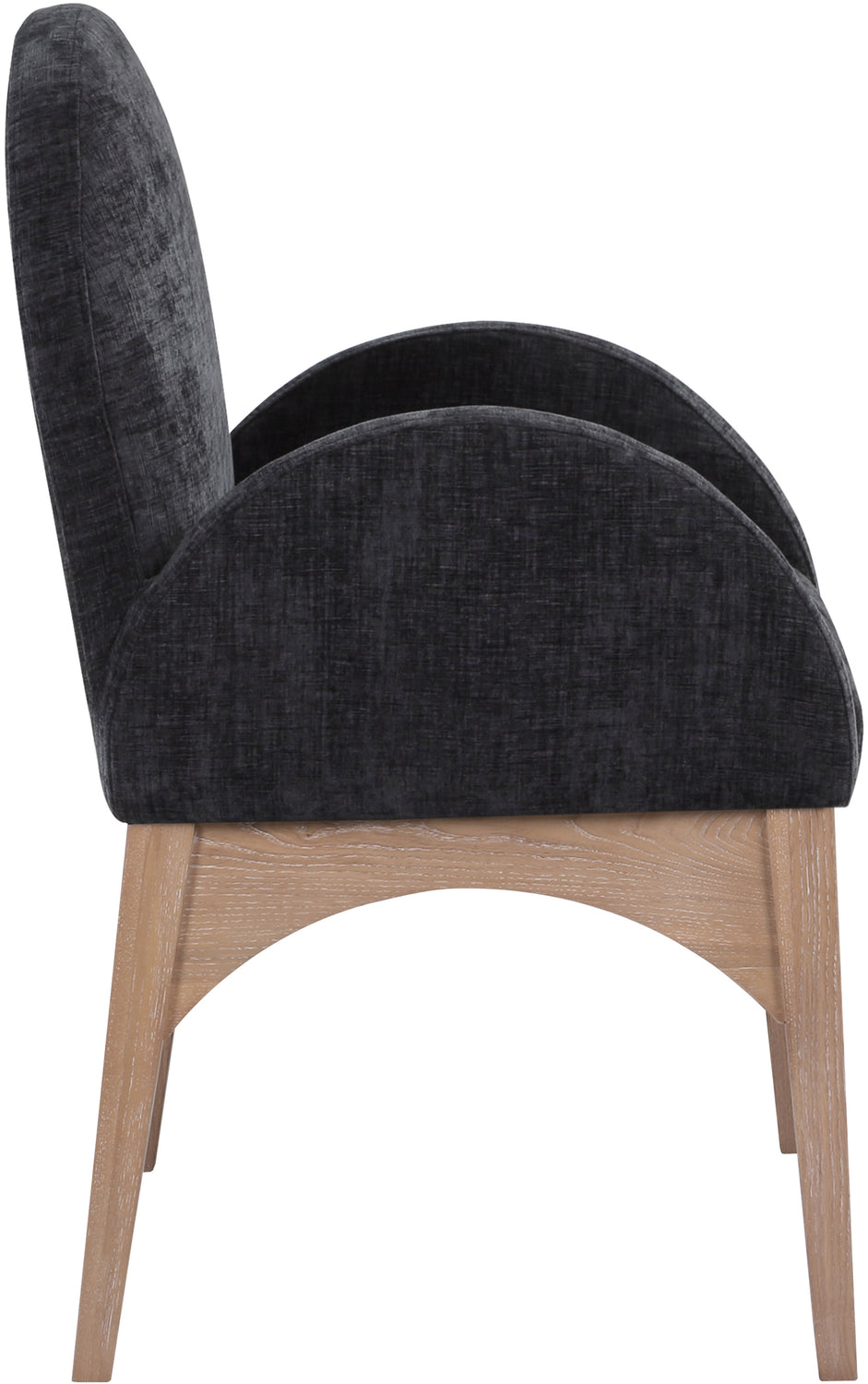 Waldorf Black Chenille Fabric Upholstered Dining Arm Chair Set of 2