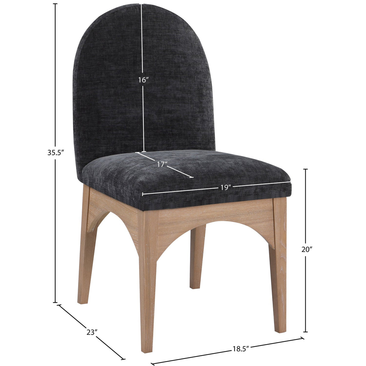 Waldorf Black Chenille Fabric Upholstered Dining Side Chair Set of 2