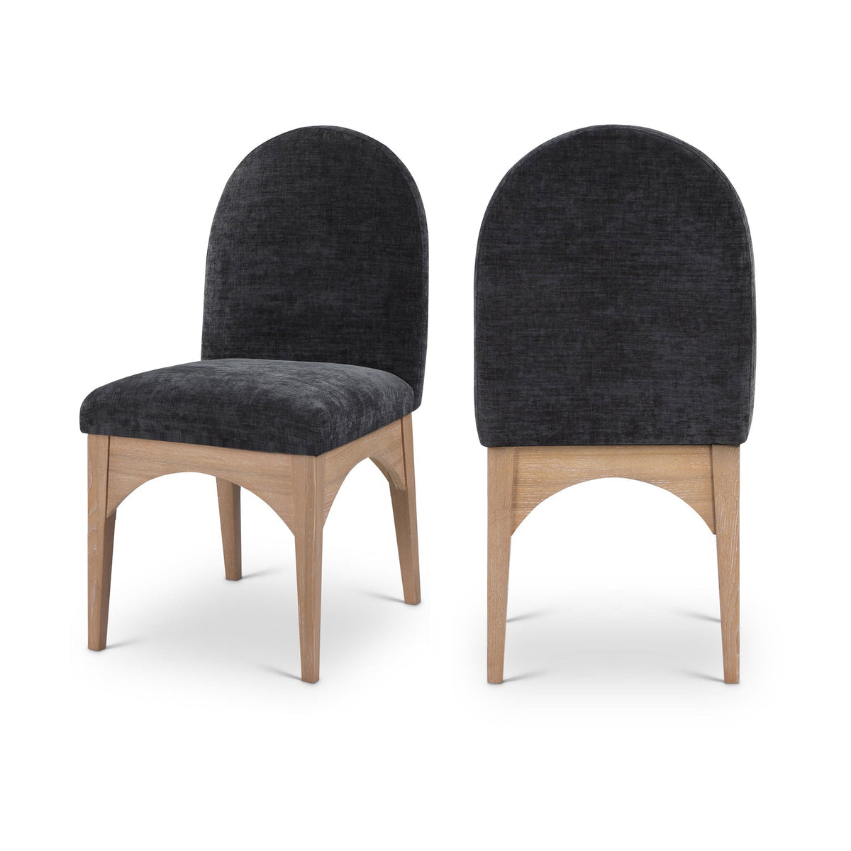 Waldorf Black Chenille Fabric Upholstered Dining Side Chair Set of 2