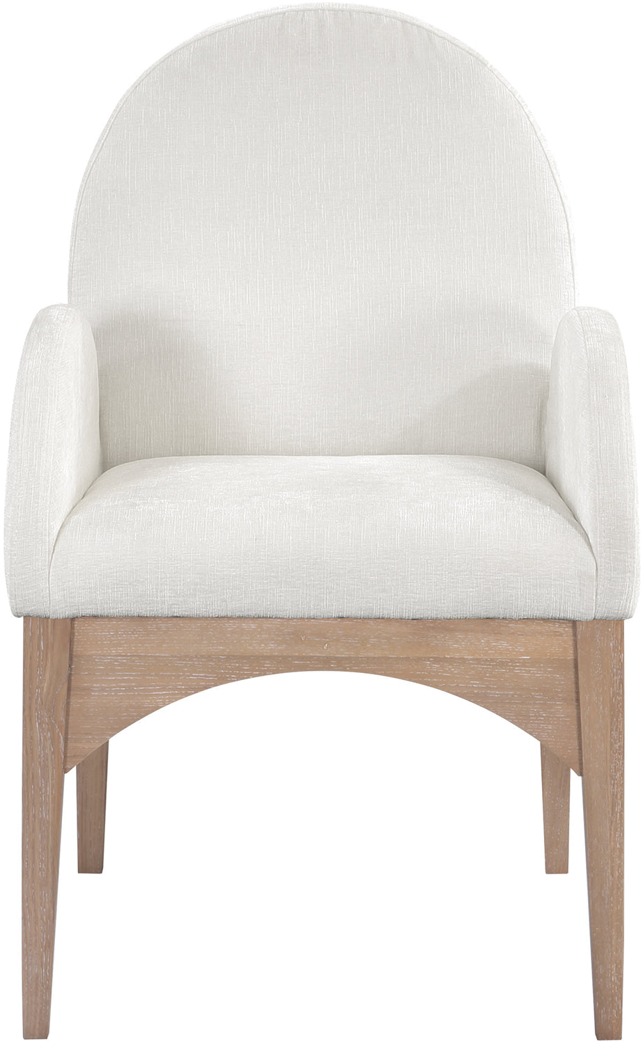 Waldorf Cream Chenille Fabric Upholstered Dining Arm Chair Set of 2