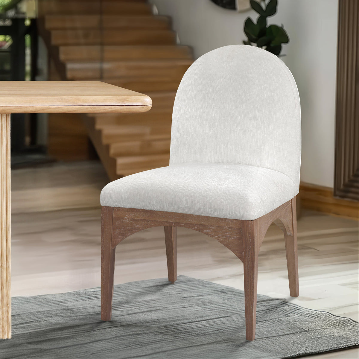 Waldorf Cream Chenille Fabric Upholstered Dining Side Chair Set of 2